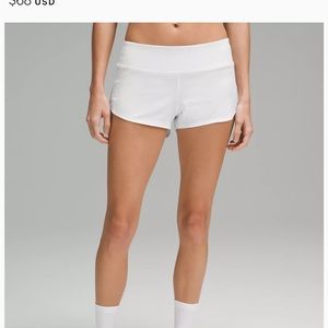 Lululemon white speed up shorts size 6